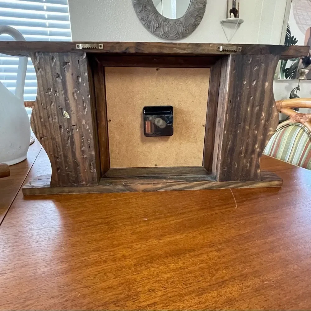 Vintage 1993 House of Lloyd Colonial Style Wall or Mantel Rustic Wooden Clock